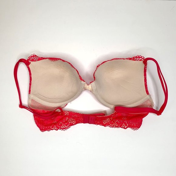 VICTORIAS SECRET Pink Lace Padded Underwire Very Sexy Push-Up Bra Sz 34B - Picture 3 of 8